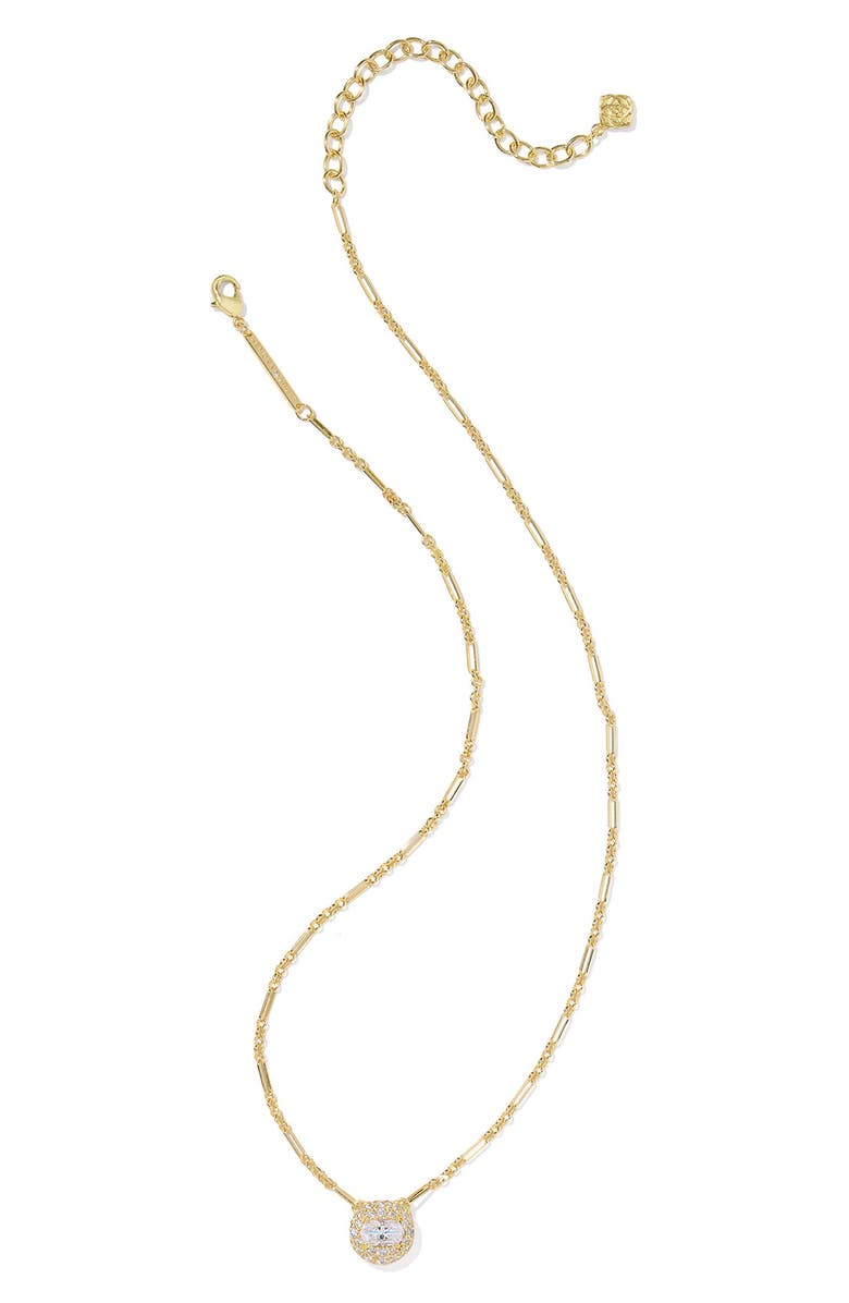 Kendra Scott Bella Short Pendant Necklace, Alternate, color, Gold White Cubic Zirconia
