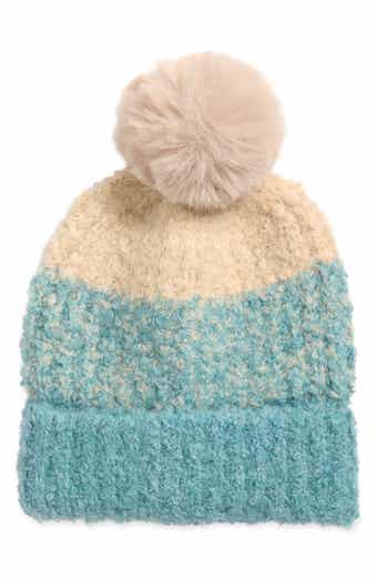 Tasha Colorblock Faux Fur Pom Bouclé Beanie