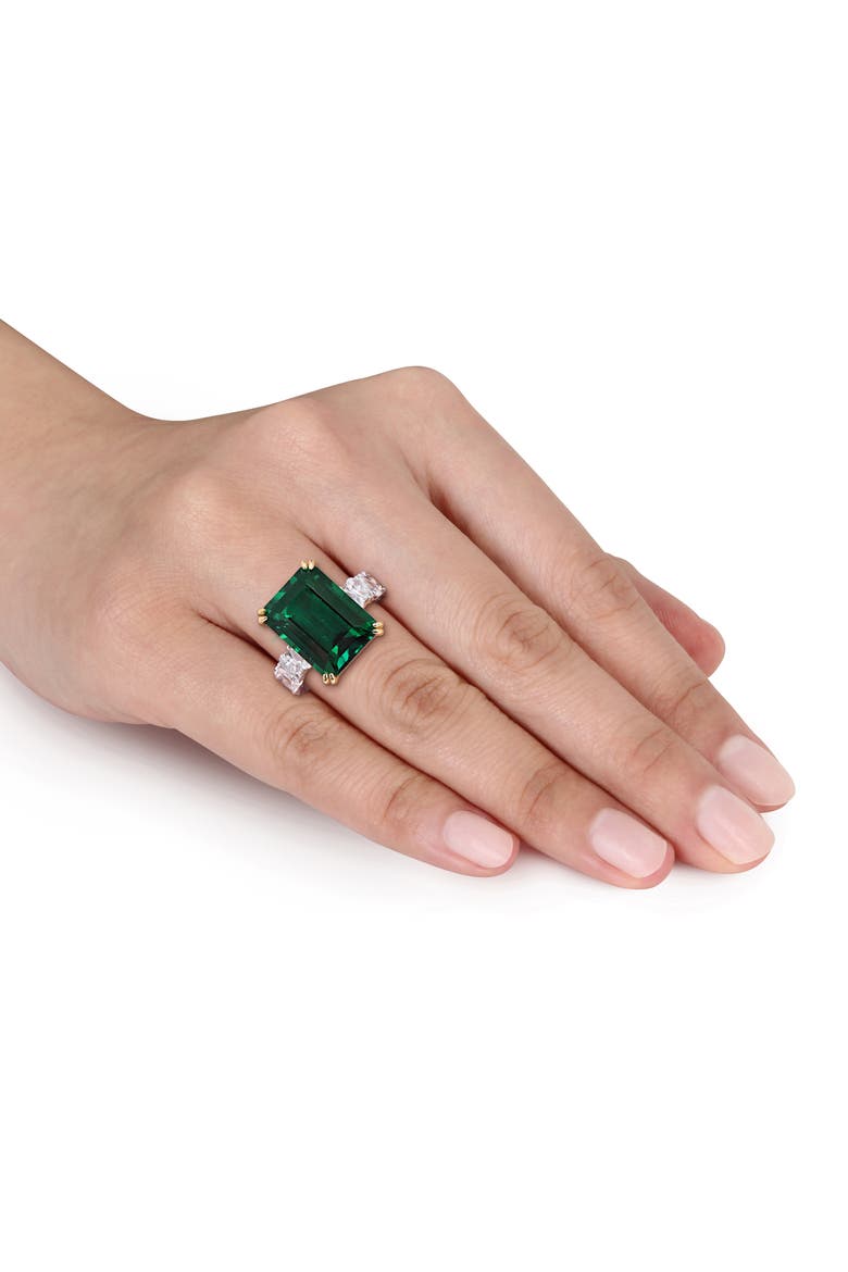Lab-Created Emerald & Diamond Cocktail Ring 18k, Alternate, color, Emerald