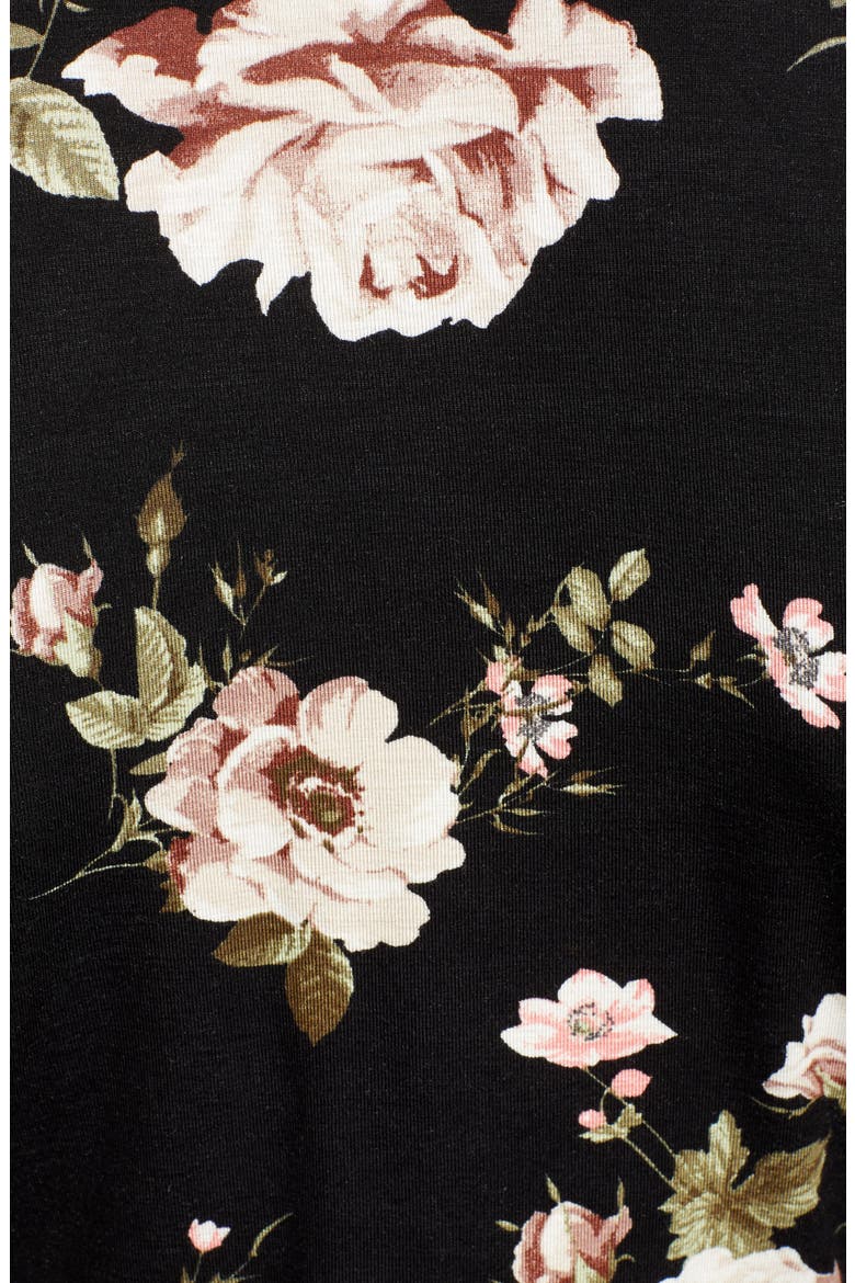 Floral Maternity/Nursing Pajamas, Alternate, color, BLACK