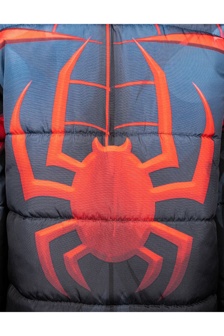 Spider-man Hooded Zip-up Puffer Jacket (toddler, Little Kid & Big Kid), Alternate, color, Miles Black Red