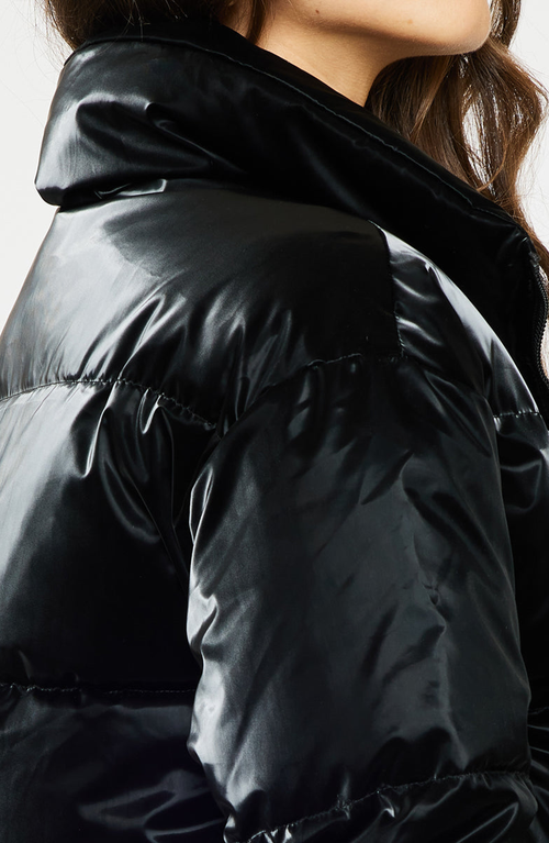 Kancan Lux Cropped Puffer Jacket In Black