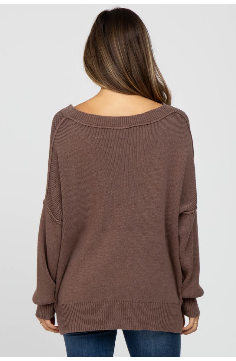 PinkBlush Exposed Seam Side Slit Sweater, Alternate, color, Brown
