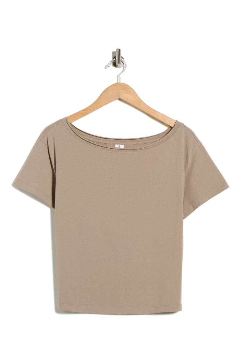 Slashed Neck Relaxed Short Sleeve T-Shirt, Alternate, color, GREY FUNGI