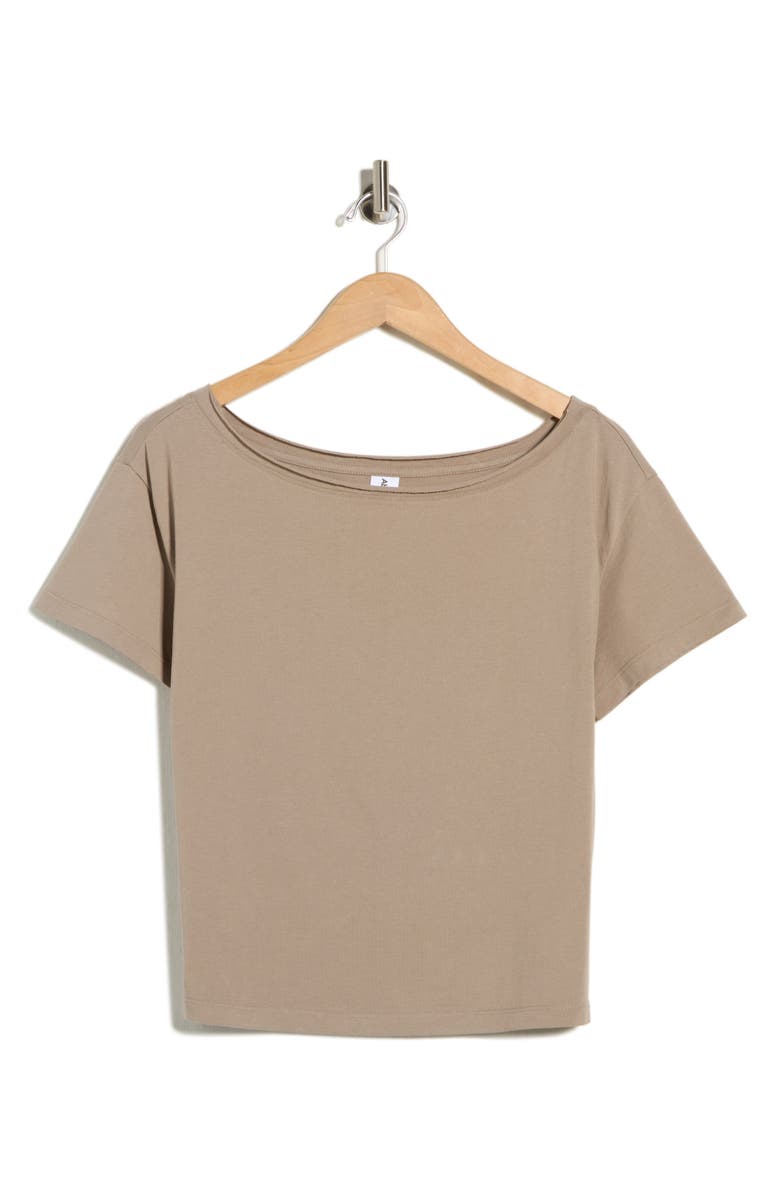 Abound Slashed Neck Relaxed Short Sleeve T-Shirt, Alternate, color, Grey Fungi