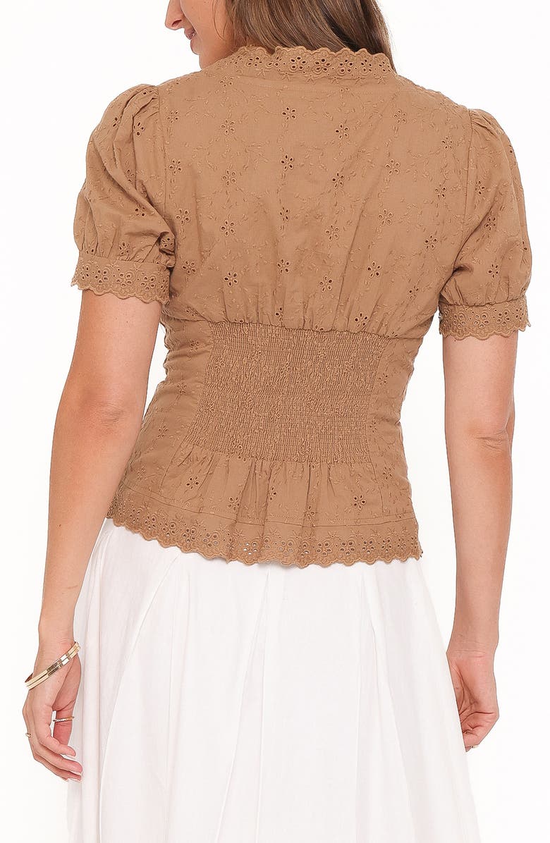 Petal & Pup Lorraine Eyelet Puff Shoulder Top, Alternate, color, Brown