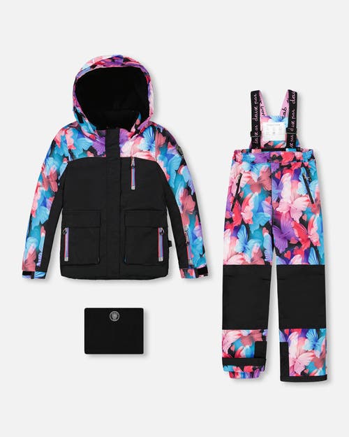 Deux Par Deux Two-piece Play Snowsuit Butterfly In Black