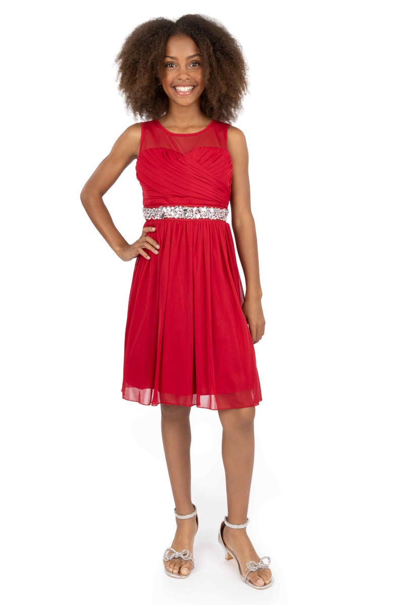 Speechless Kids' Embellished Illusion Party Dress, Alternate, color,