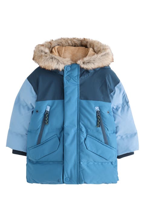 Kids' Padded Arctic Waterproof Coat with Faux Fur Hood