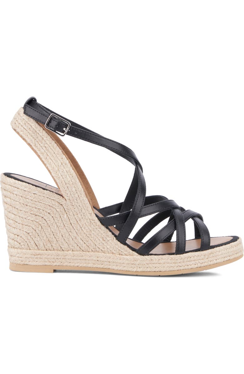 Aquatalia Jenni Water Repellent Ankle Strap Espadrille Platform Wedge Sandal, Alternate, color, Black