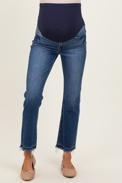 Released Hem Cropped Straight Leg Maternity Jeans
