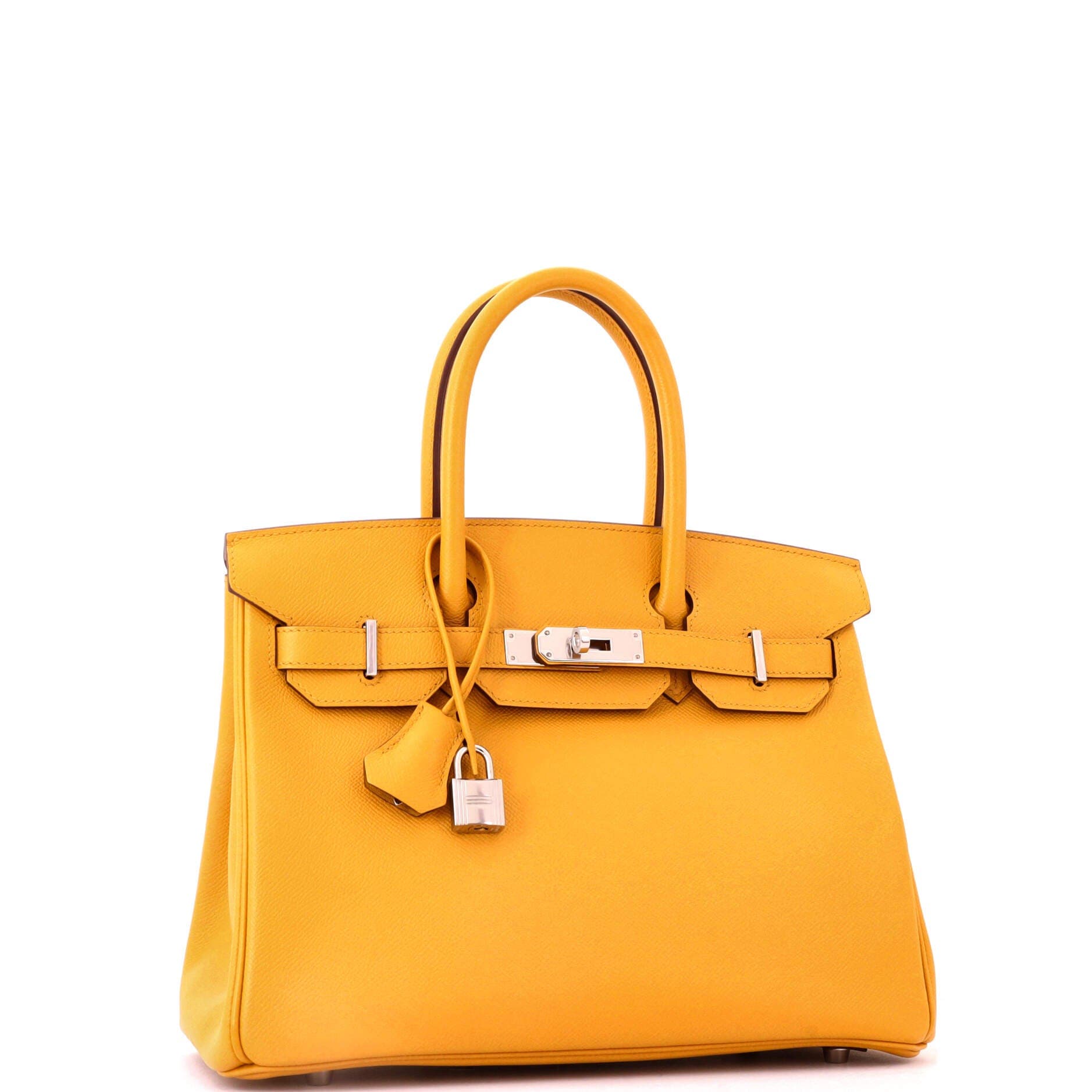Pre-Owned Hermes Birkin Handbag Yellow Epsom with Palladium Hardware 30, Alternate, color, Jaune Ambre