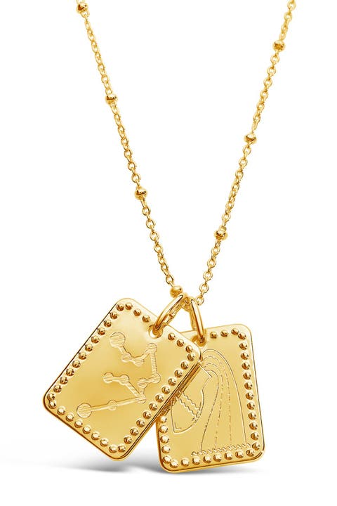 14K Gold Plated Brass Zodiac Tag Necklace - Aries