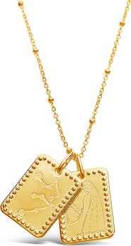 Sterling Forever 14K Gold Plated Brass Zodiac Tag Necklace - Aries