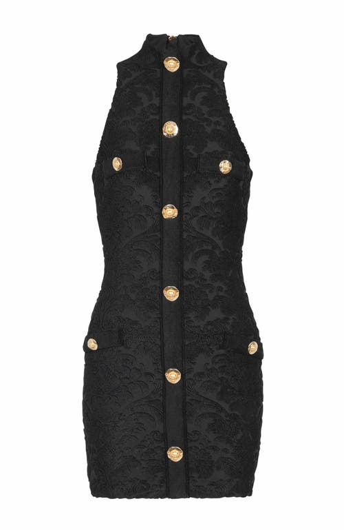Balmain Black Dress With Pointed Collar And Logo Buttons On The Front In Black