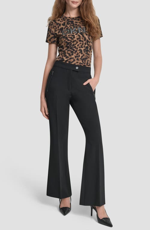Dkny Double Weave Flare Pants In Black