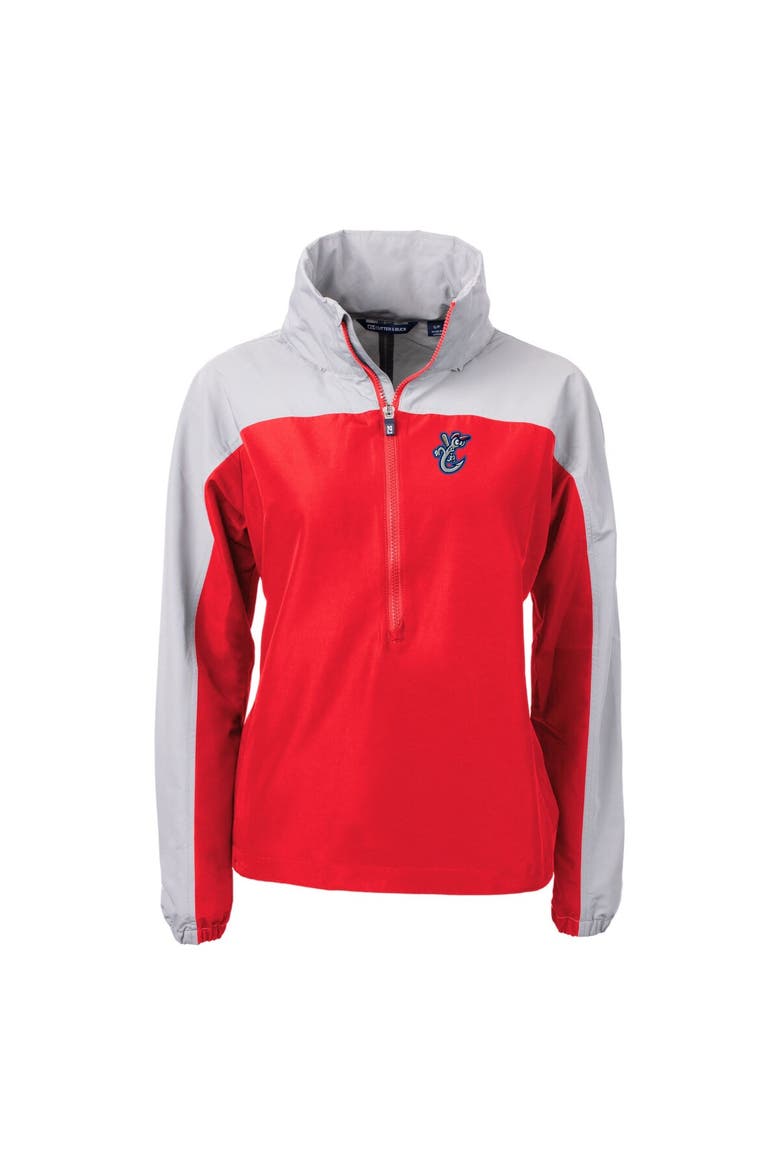 Women's Cutter & Buck Red/Gray Corpus Christi Hooks Charter Eco Recycled Half-Zip Anorak Jacket, Alternate, color, Red