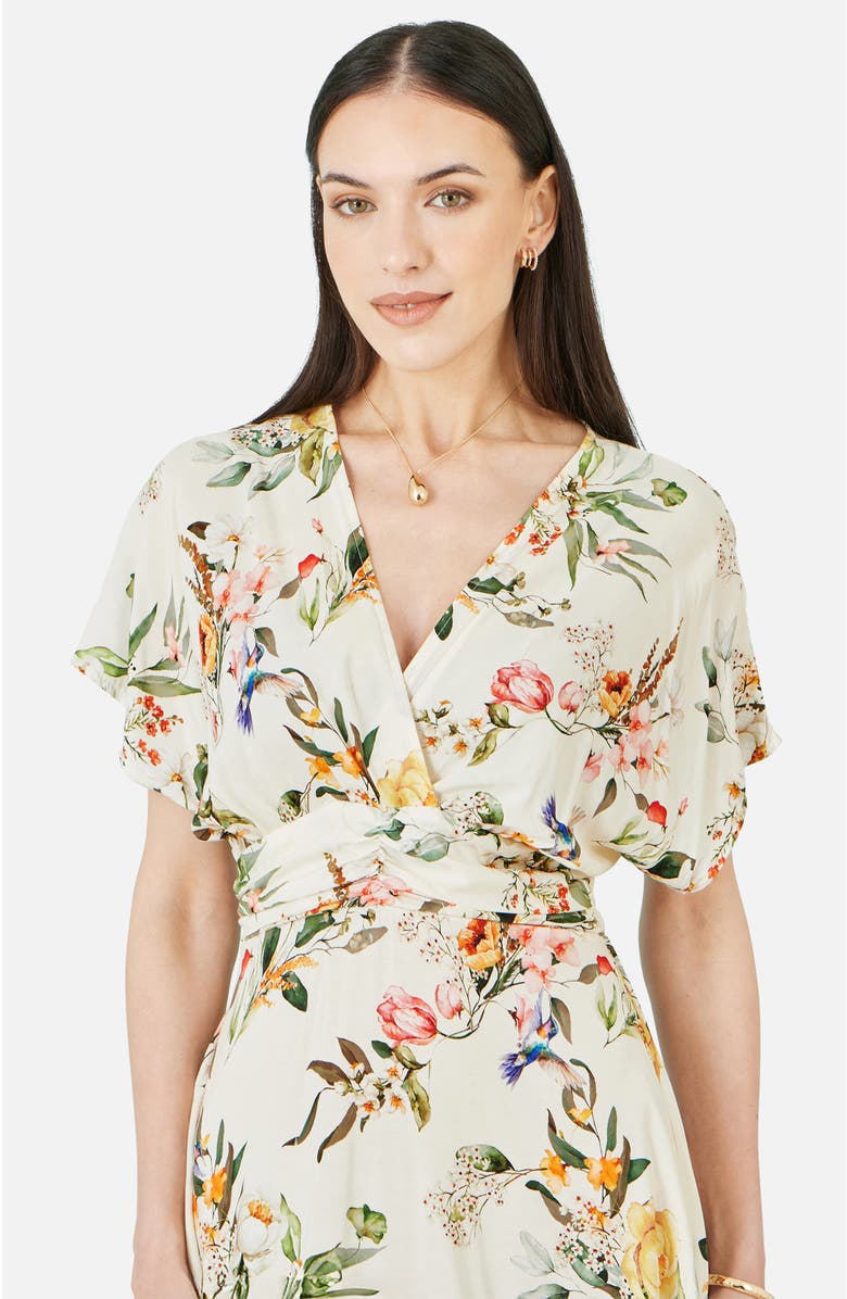 Yumi Floral Print Midi Dress, Alternate, color, Ivory