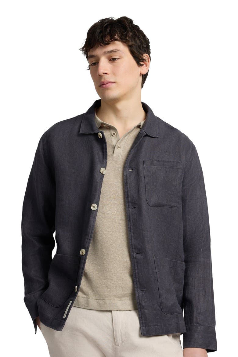 Linen Herringbone Overshirt, Alternate, color, Carbon