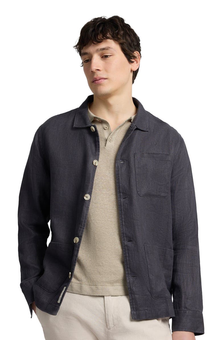 Onia Linen Herringbone Overshirt, Alternate, color, Carbon