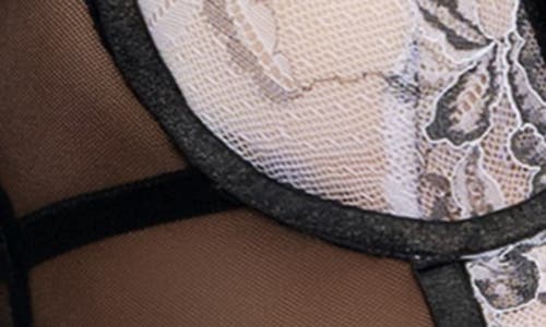 Dreamgirl Raven Underwire Black & White Basque In Black