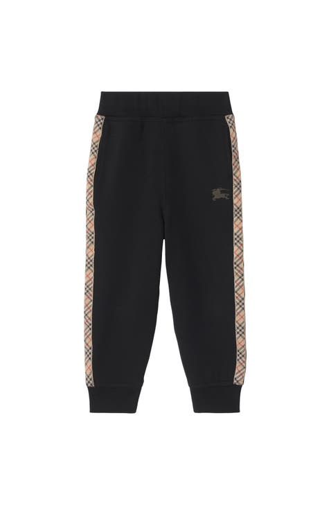 Check Trim Cotton Jogging Pants