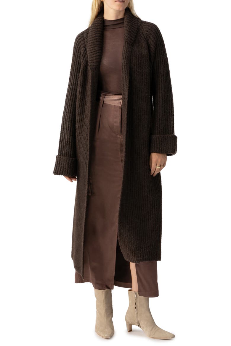 All I Need Longline Belted Cardigan, Main, color, COFFEE
