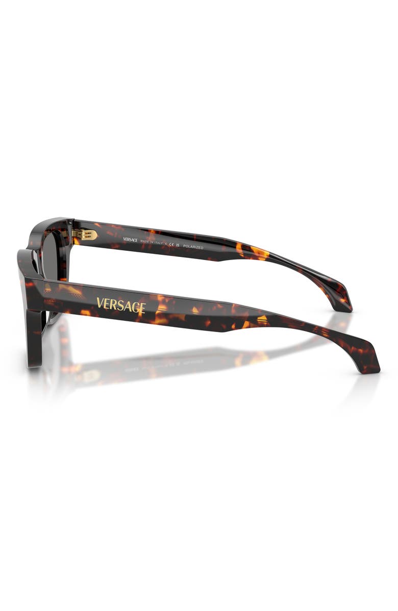 Versace 52mm Polarized Square Sunglasses, Alternate, color, Havana / Dark Grey Polar
