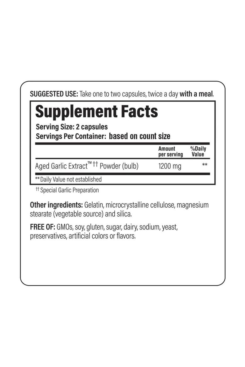 Aged Garlic Extract Formula 200, Cardiovascular & Immune, Reserve, 120 Capsules, Alternate, color, None