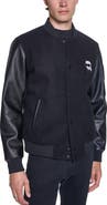 KARL LAGERFELD PARIS Mixed Media Bomber Jacket