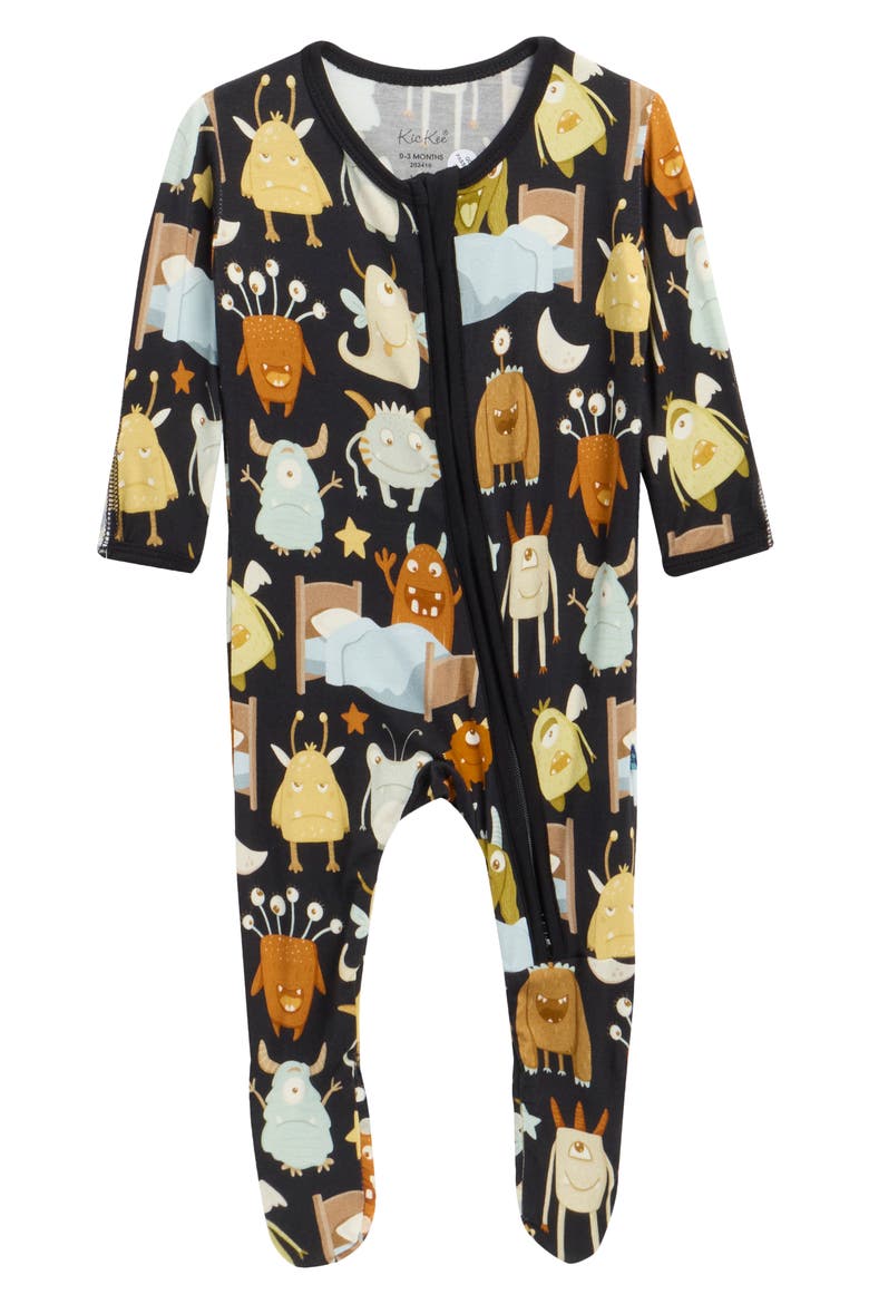 Print Zip Footie, Main, color, MONSTERS UNDER THE BED