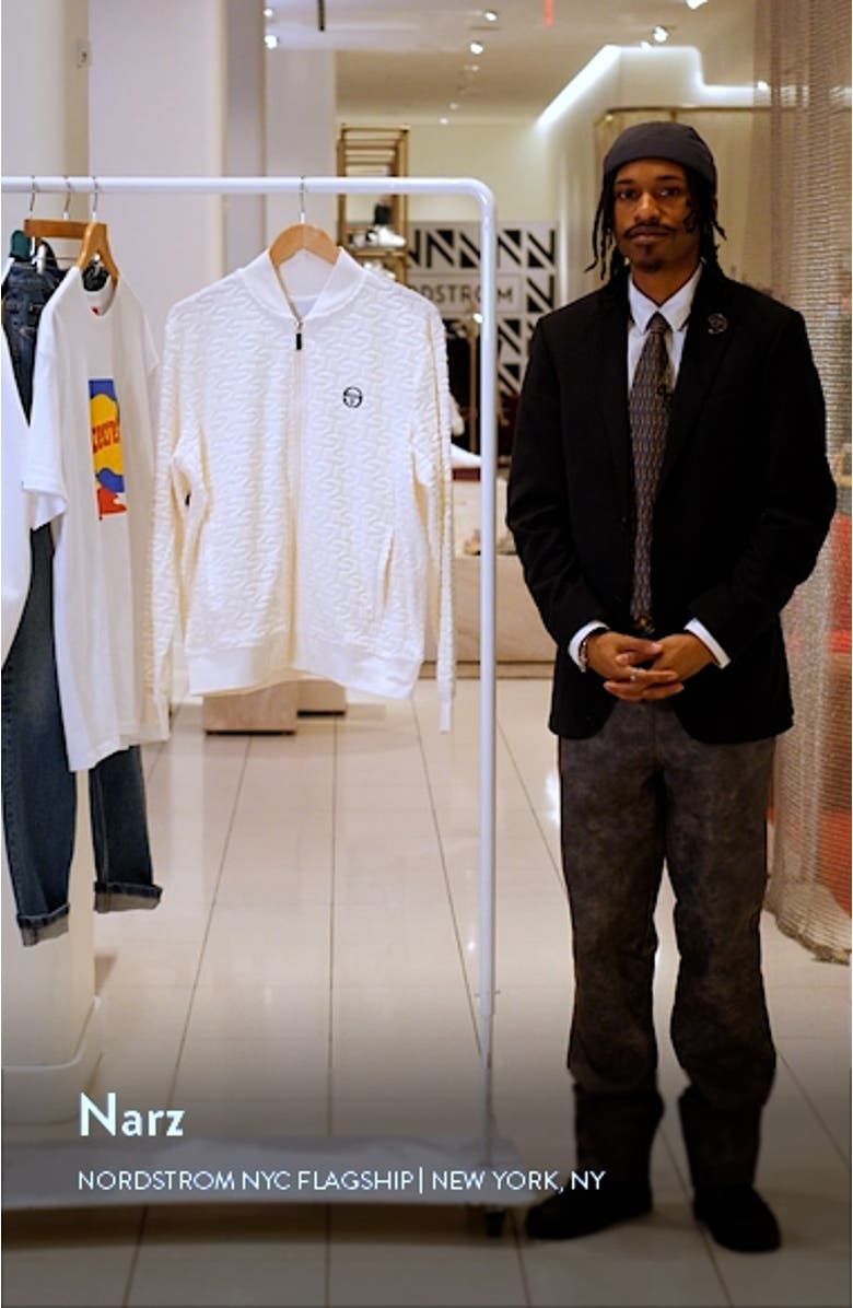 Livata Logo Jacquard Cotton Blend French Terry Track Jacket, sales video thumbnail