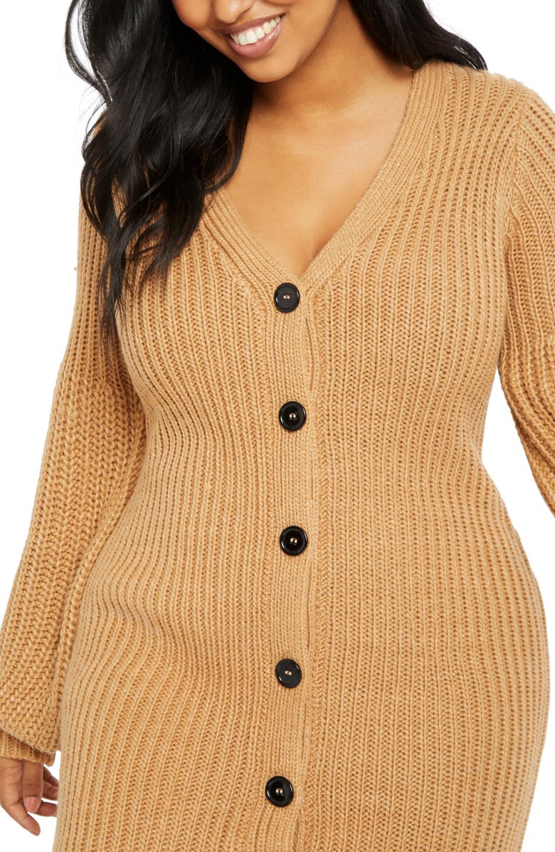 ELOQUII Balloon Sleeve Sweater Dress, Alternate, color,