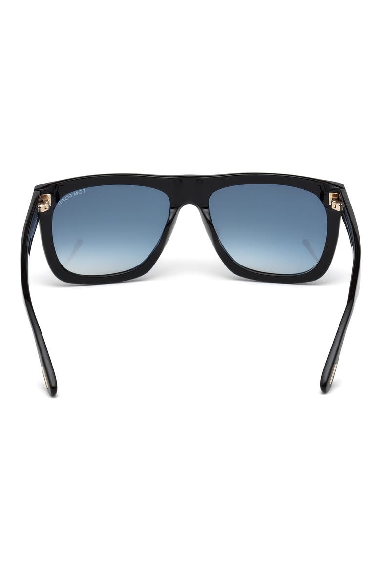 Morgan 57mm Gradient Rectangle Sunglasses, Alternate, color, SHINY BLACK/ GRADIENT BLUE
