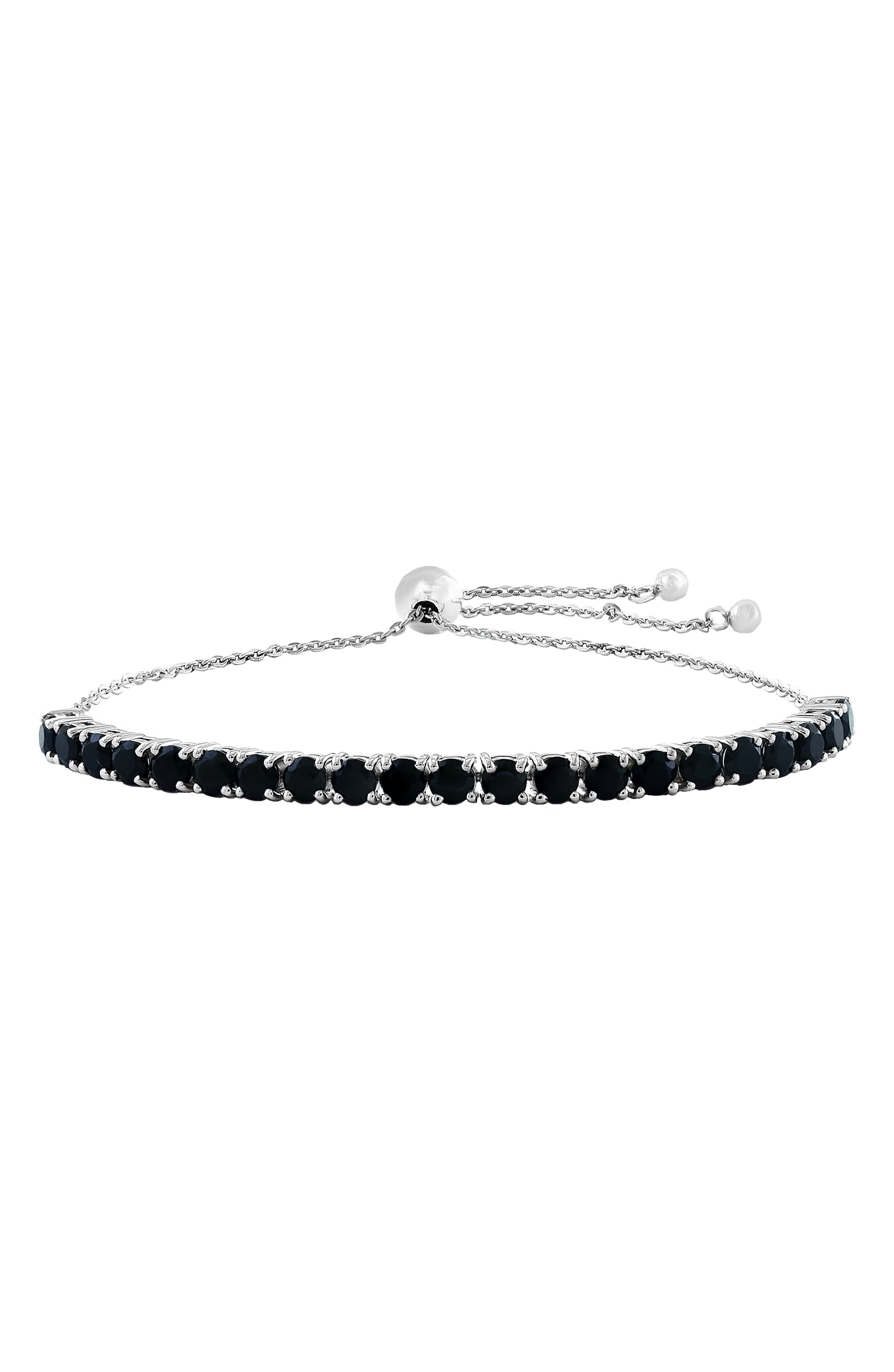 Sterling Silver Onyx Adjustable Slider Bracelet