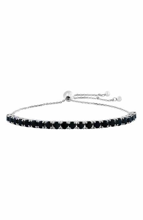 Sterling Silver Onyx Adjustable Slider Bracelet