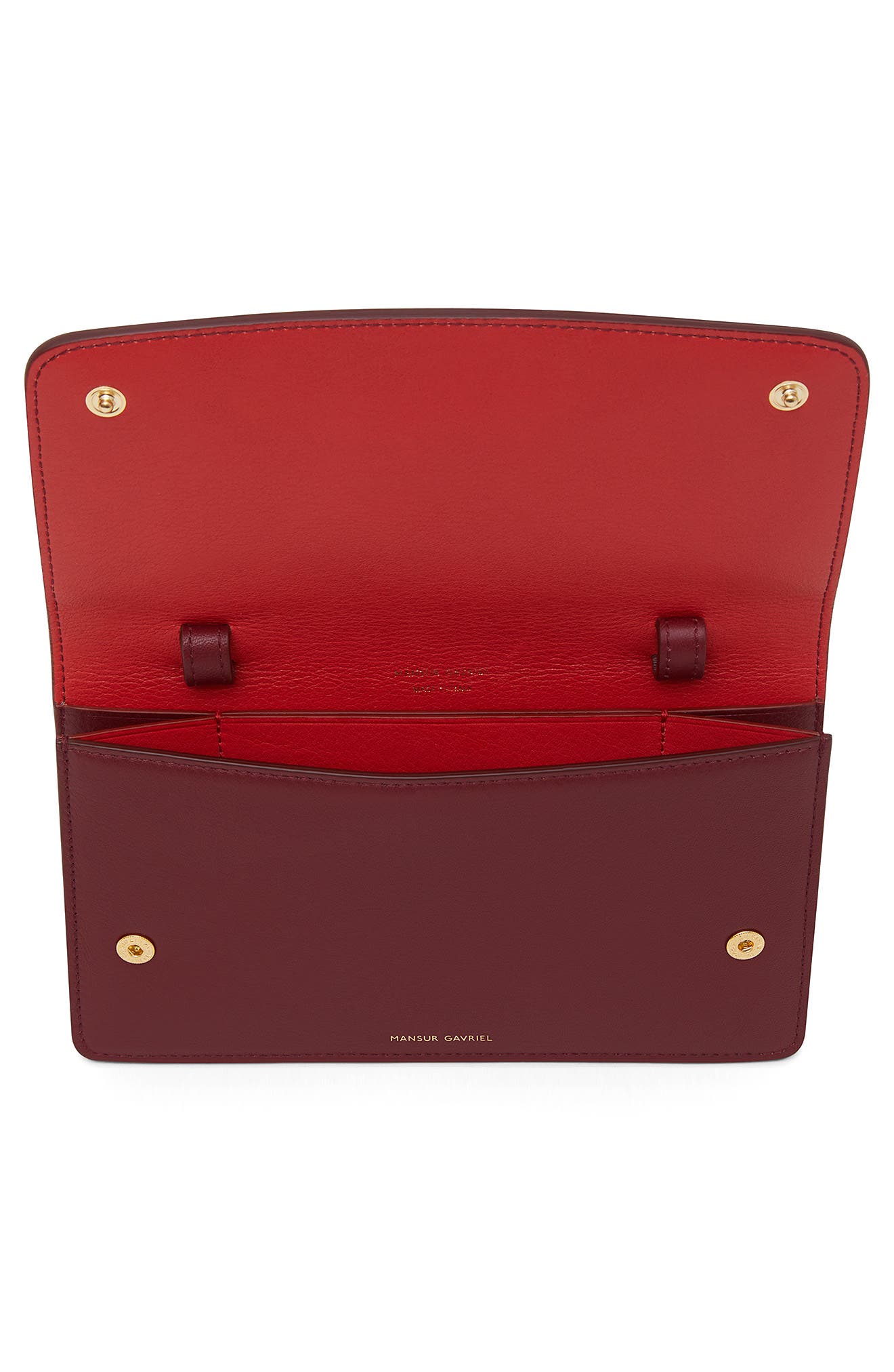 Mansur Gavriel Leather Crossbody Wallet, Alternate, color, Claret