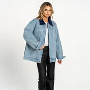 THE WILD COLLECTIVE Women's The Wild Collective Denim New York Yankees Full-Zip Mechanic Jacket