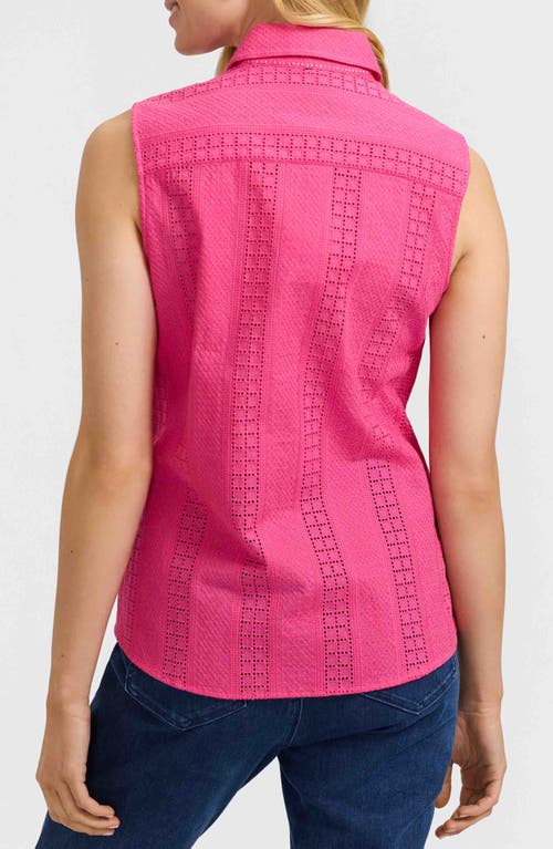 Foxcroft Ada Mixed Stitch Sleeveless Shirt In Pink Flambe