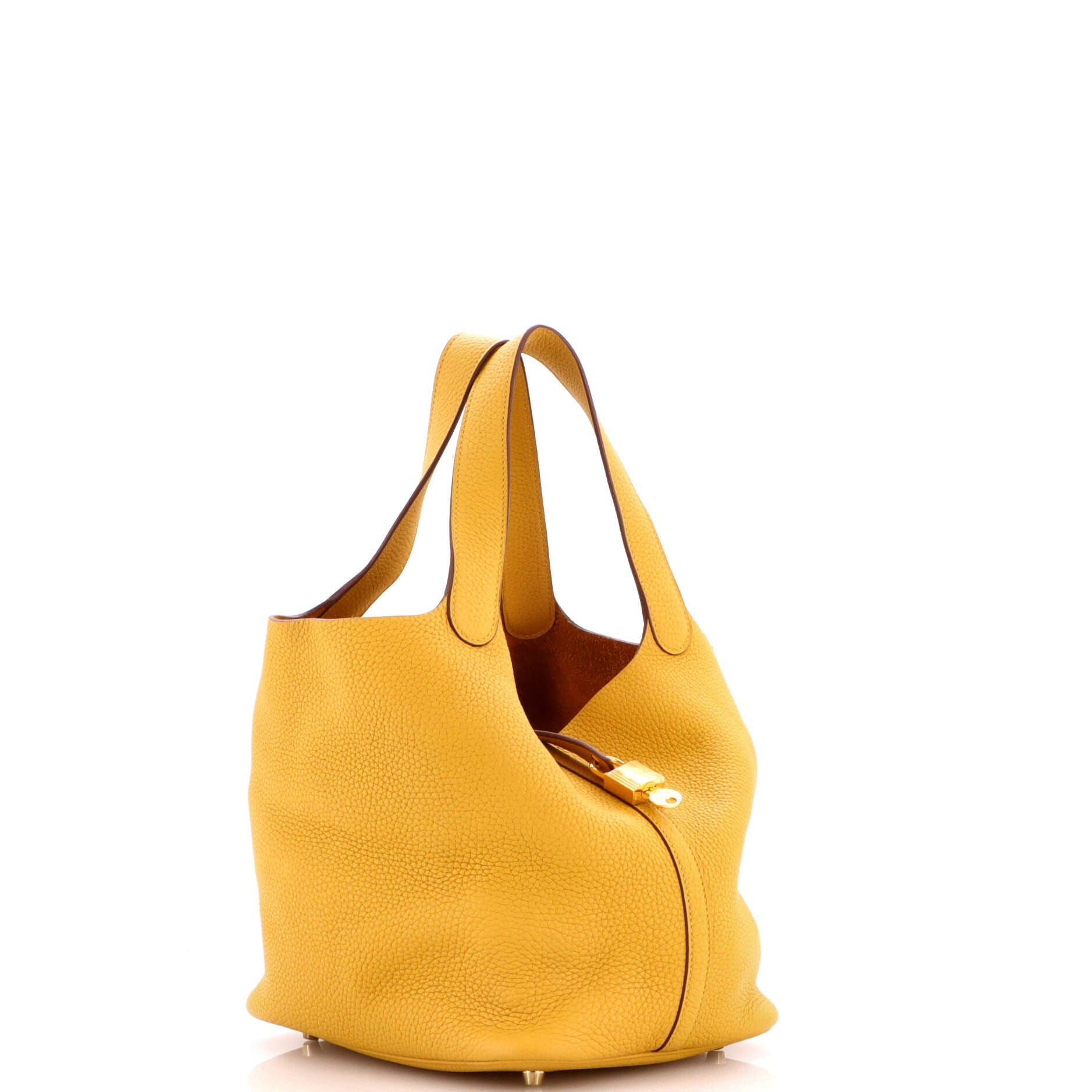 Pre-Owned Hermes Picotin Lock Bag Clemence MM, Alternate, color, Jaune Ambre