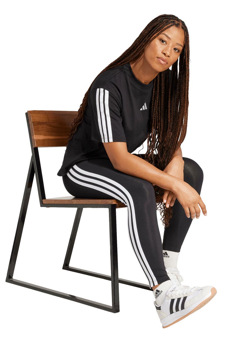 3-Stripe Leggings, Alternate, color, BLACK/ WHITE