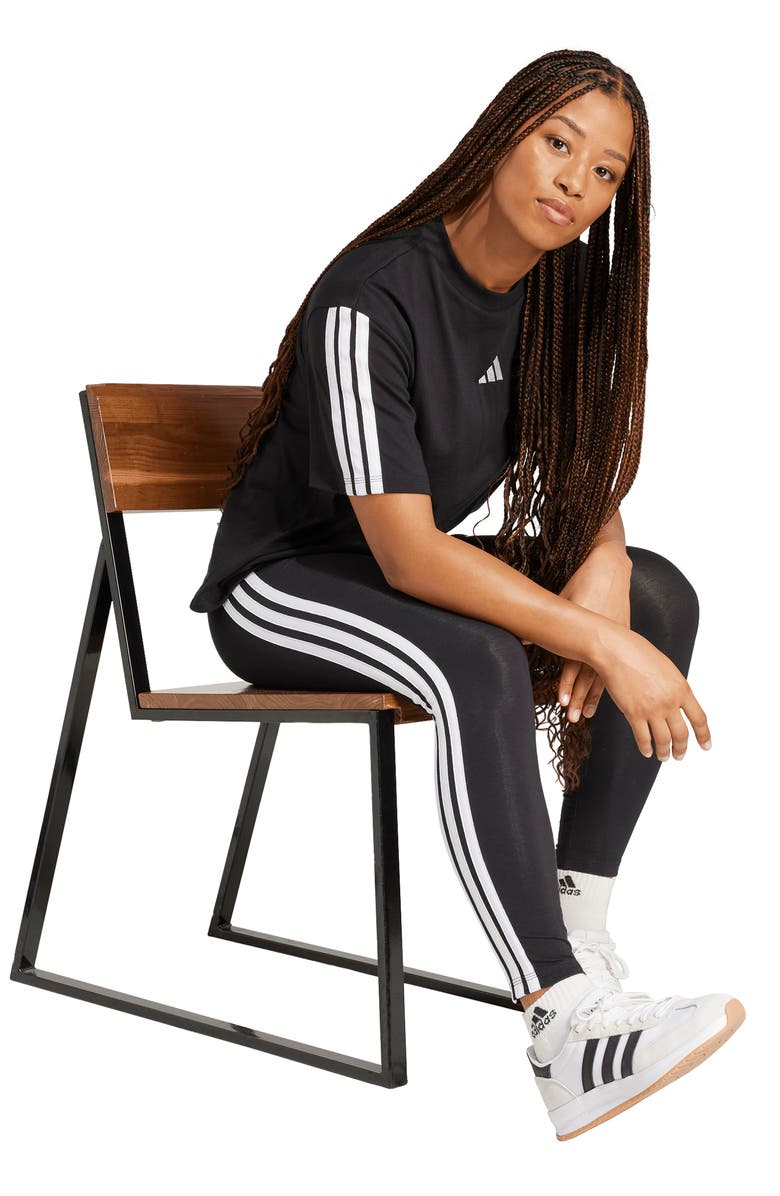 adidas 3-Stripe Leggings, Alternate, color, Black/ White
