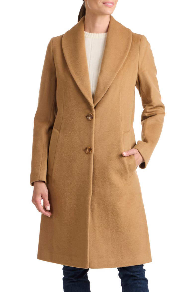 Shawl Collar Wool Coat, Main, color, CAMEL