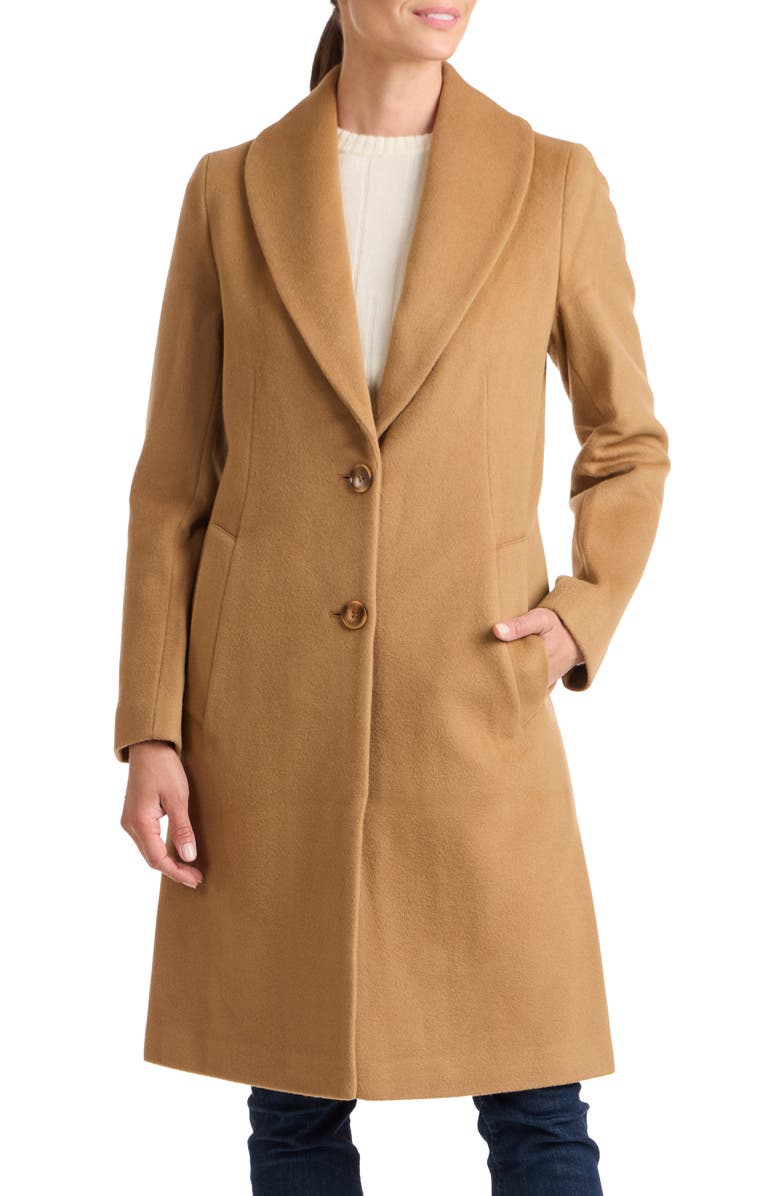 Sofia Cashmere Shawl Collar Wool Coat, Main, color, 251Cam