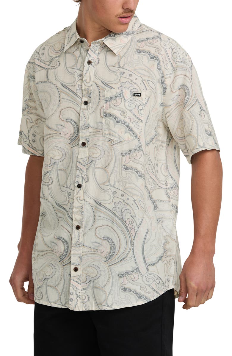 Billabong Sundays Paisley Short Sleeve Button-Up Shirt, Alternate, color, 