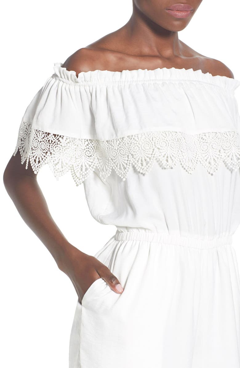 devlin 'Gwen' Off the Shoulder Culotte Jumpsuit, Alternate, color, 