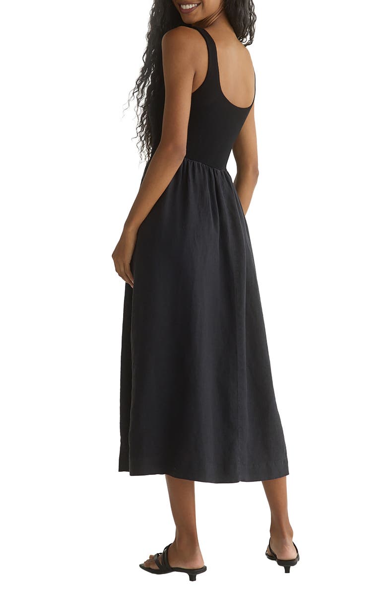 Bella Dahl Mixed Media Midi Dress, Alternate, color, Black