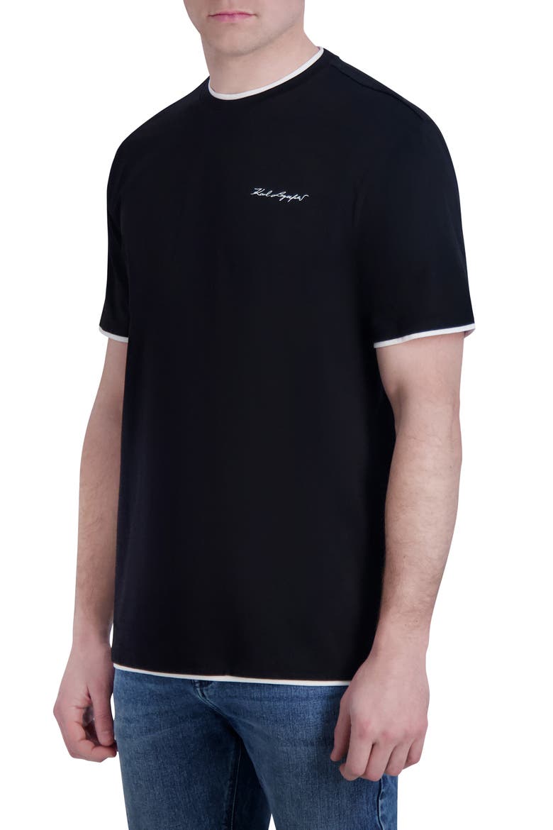 Tipped Cotton T-Shirt, Alternate, color, BLACK