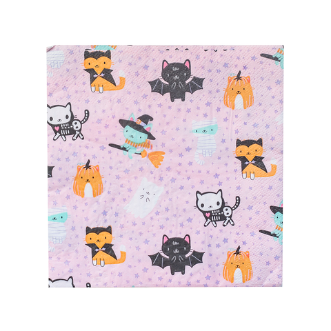 Cat Themed Halloween Large Napkins
