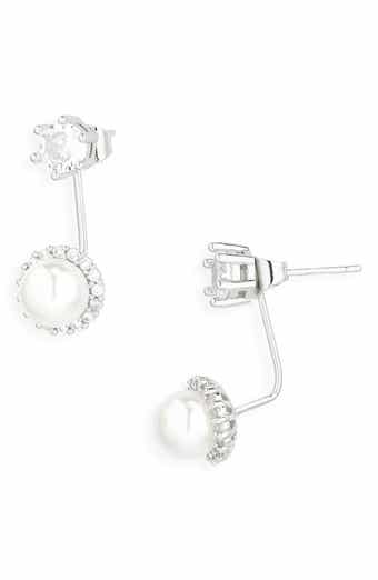 Tasha Cubic Zirconia & Faux Pearl Drop Front/Back Earrings